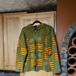 Shop Therapy Distressed Green Orange Boho Hippie Peace Sign Sweatshirt Hoodie